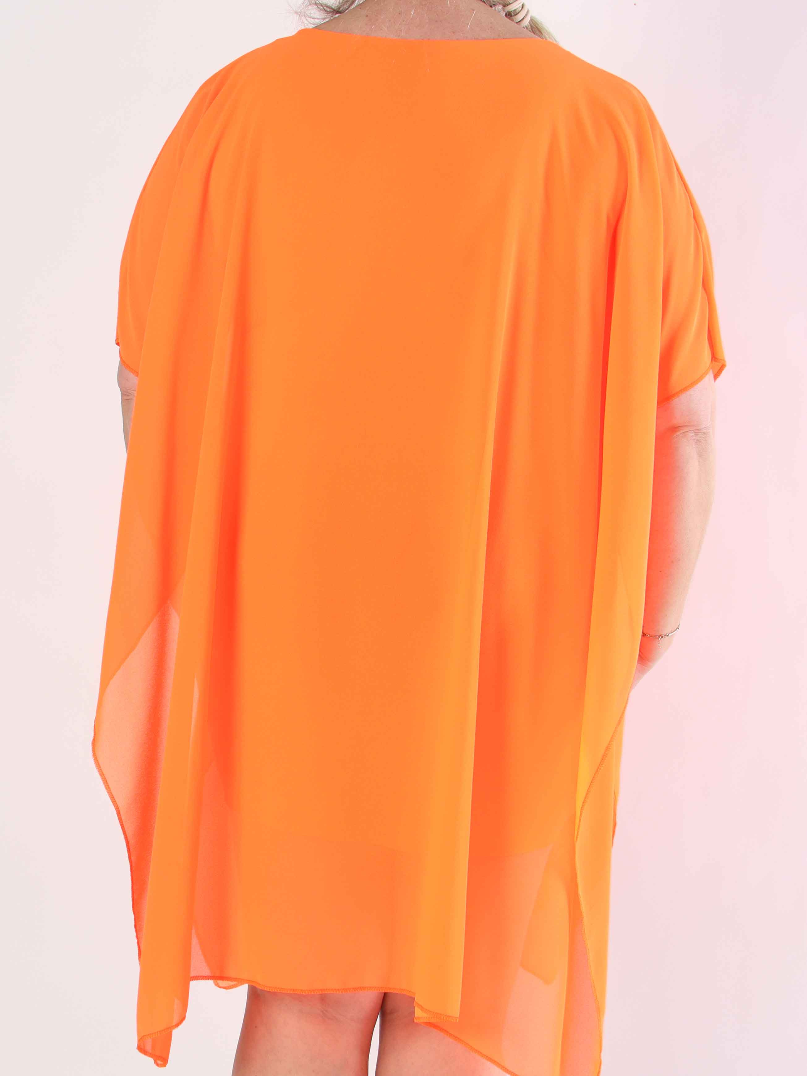 Mirabella Plain - Plus size tunikakjole med chiffonlag og underkjole i viskose